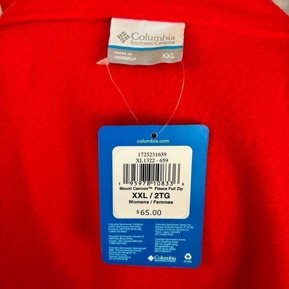 Columbia Mount Cannon Full Zip Fleece Sweater Jacket Mock Neck Red Lily Size XXL - Picture 7 of 7